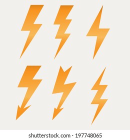 Lightning icon flat design long shadows vector illustration