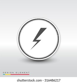 Lightning icon. Flat design style. Made vector illustration. Emblem or label with shadow.