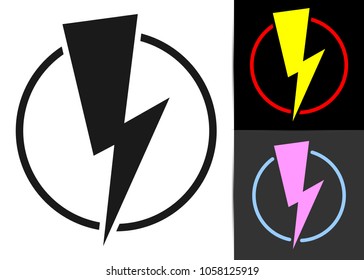 Lightning icon, flat design template, vector illustration