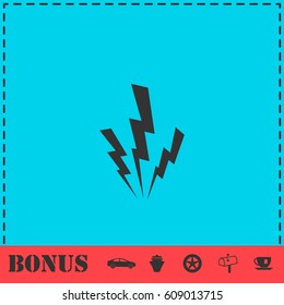 Lightning icon flat. Simple vector symbol and bonus icon