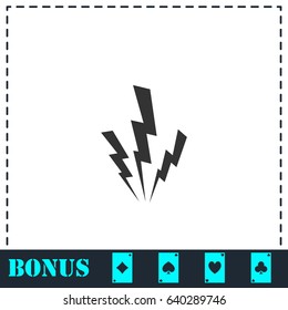 Lightning icon flat. Simple vector symbol and bonus icon