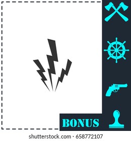 Lightning icon flat. Simple vector symbol and bonus icon