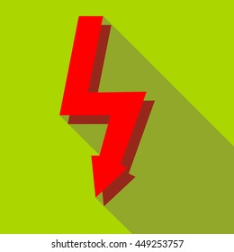 Lightning icon in flat style on a green background