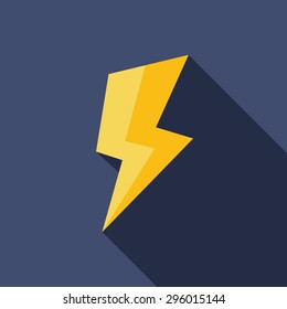 Lightning Icon. Flat Vector Icon With Long Shadow Design Collection.