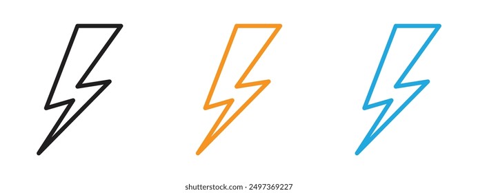 Lightning icon Flat vector set outline
