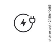 Lightning icon. High voltage. Charging location. Electric charging. Thunderbolt sign. Charging icon. Electricity sign. Electrical cable. Power socket. Electrical wire. Charger sign. Charging battery