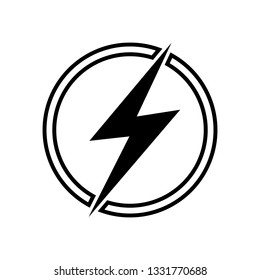 Lightning icon illustration, electric power vector logo design element. Energy and thunder electricity symbol concept. Lightning bolt sign in the circle. Power fast speed logotype.