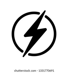 Lightning icon illustration, electric power vector logo design element. Energy and thunder electricity symbol concept. Lightning bolt sign in the circle. Power fast speed logotype.