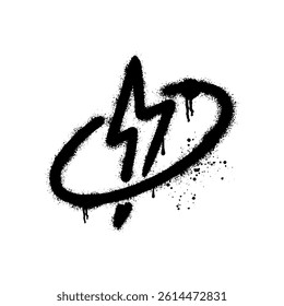 Lightning icon illustration in graffiti style on white background