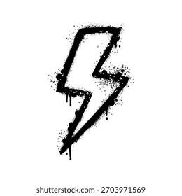 Lightning icon illustration in graffiti style on white background