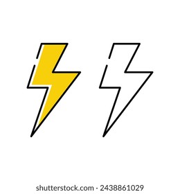 Blitzsymbol-Illustration. Weißer Hintergrund. Wettervektor-Symbol.