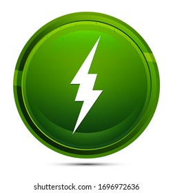 Blitzsymbol einzeln auf hellgrüner, runder Knopfgrafik
