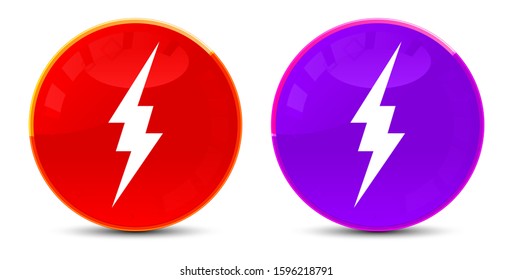 Lightning icon isolated on glossy round buttons illustration