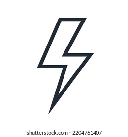Icono de relámpago aislado en el estilo de línea de fondo blanca