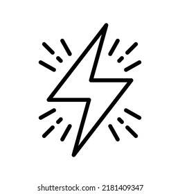 Lightning Icon. Line Art Style Design Isolated On White Background