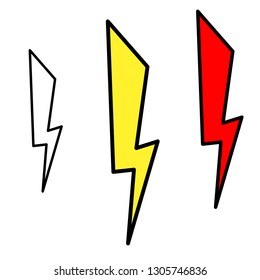 Lightning icon. Line art. White background. Social media icon. Business concept. Sign, symbol, web element. Tattoo template. Website pictogram.