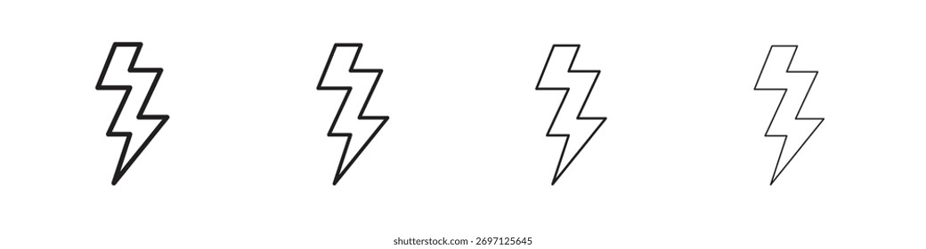 Design de linha de ícone de raio. conjunto de ícone de vetor de linha fina.