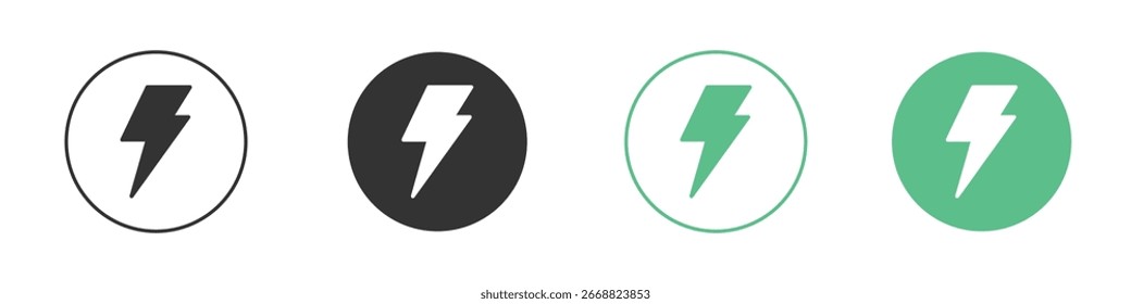 Lightning icon Minimal Flat Line Vector Icon Set.