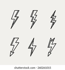 Lightning icon minimal linear contour outline style vector illustration.