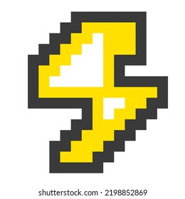 Lightning icon in pixel art style isolated on white background.Vector illustration.