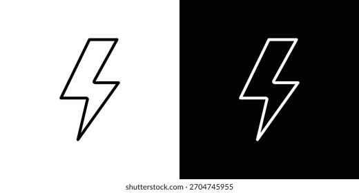 Icono de relámpago píxel perfecto. Símbolo de contorno. Dibujo lineal simple.