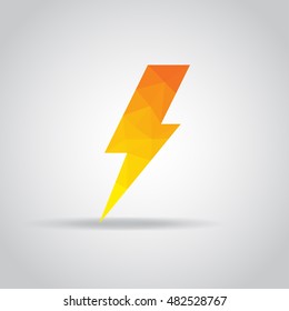 Lightning icon in polygonal on a gray background