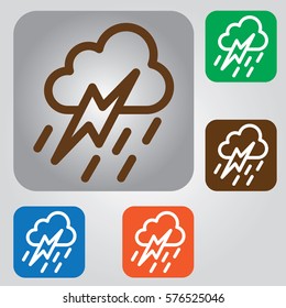 lightning Icon. lightning rain cloud meteo icon