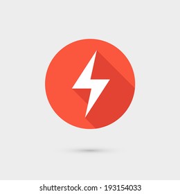 Lightning icon red circle on gray background