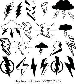 Lightning Icon Set Bundle Illustration