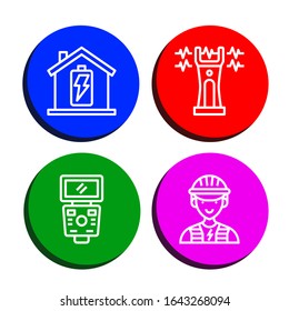 lightning icon set. Collection of Battery, Stun gun, Flash, Electrician icons
