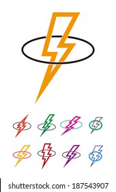 Lightning icon set. Design vector flash logo template. 