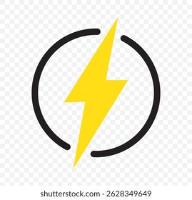 Conjunto de iconos de relámpago. Señal eléctrica y símbolo. Signo de energía. Icono de energía en fondo transparente. EPS 10.