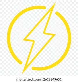 Ícone de raio definido. Sinal e símbolo elétrico. Sinal de energia. Ícone de energia em Fundo transparente. EPS 10.
