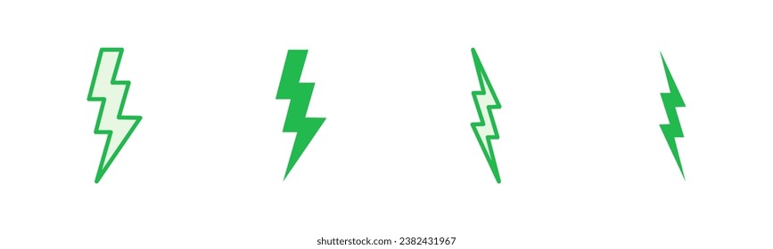 Juego de iconos relámpago. vector de icono eléctrico. icono de encendido. signo de energía