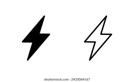 Conjunto de iconos de relámpagos. vector de iconos eléctricos. icono de energía. signo de energía