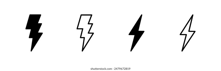 Conjunto de iconos de relámpagos. Vector de iconos eléctricos. icono de energía. signo de energía