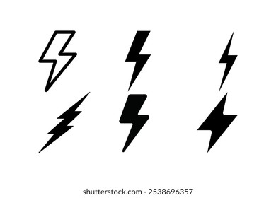 Lightning icon set. electric icon vector. power icon. energy sign. Lightning icon set. Line and glyph flash sign. Outline thunderbolt symbol