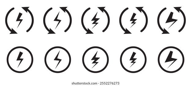 Lightning ícone conjunto. ícone elétrico vetor. ícone de energia. sinal de energia