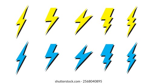 Lightning icon set. electric icon vector. power icon. 111