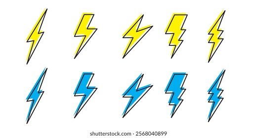 Lightning icon set. electric icon vector. power icon. 111