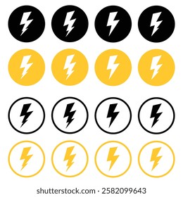 Lightning icon set. electric icon vector. power icon. energy sign. Lightning bolt icons set isolated on white background