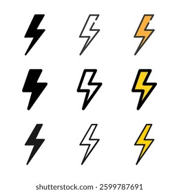 Lightning icon set. electric icon vector. power icon. energy sign