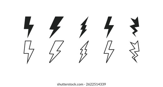 Lightning icon set. electric icon vector. power icon. energy sign