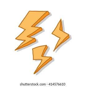 Lightning Icon Set, a hand drawn vector doodle illustration of lightning icon set with backdrop shadows (on separate group).