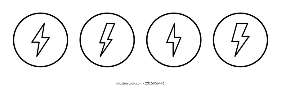 Ilustración de conjunto de iconos relámpago. signo y símbolo eléctrico. icono de encendido. signo de energía