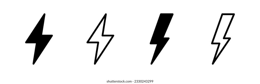 Ilustración de conjunto de iconos relámpago. signo y símbolo eléctrico. icono de encendido. signo de energía