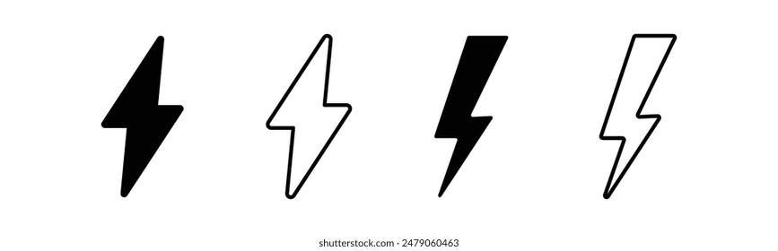 Illustration des Blitzsymbol-Satzes. Elektrisches Zeichen und Symbol. Stromsymbol