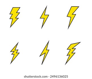 Ilustración del conjunto del icono del relámpago. signo eléctrico y símbolo. icono de energía. signo de energía