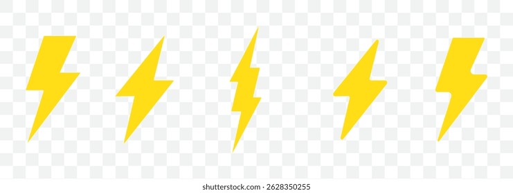 Ícone de raio ilustração conjunto. sinal elétrico e símbolo. ícone de energia. sinal de energia no fundo transparente. EPS 10.