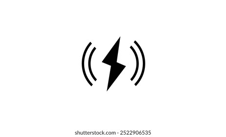 Lightning icon set. Line and glyph flash sign on white background.
